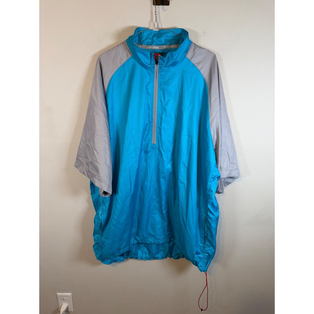 Levelwear Mens Windbreaker Quarter Zip Ripstop Blue Gray XXL